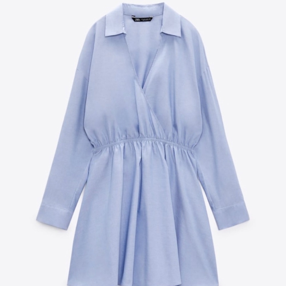 Zara SKY BLUE SHIRT DRESS